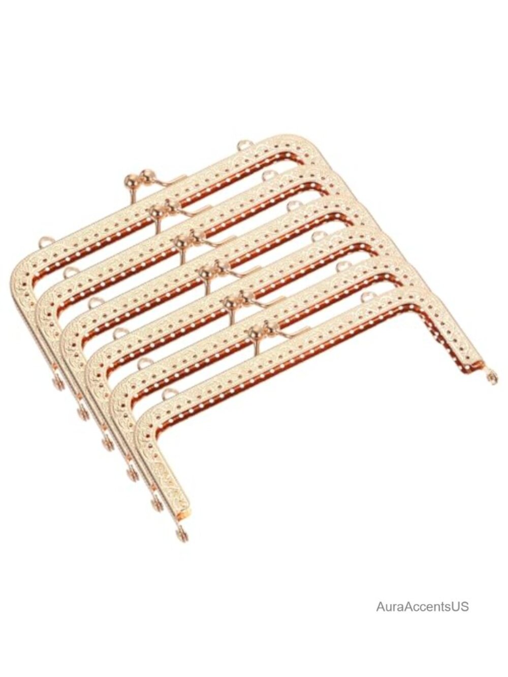 6 Metal Purse Frames with Kiss Lock Clasp for Coin Purse DIY Craft, Gold